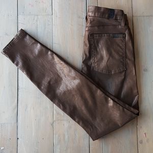 Metallic 7 skinny jeans